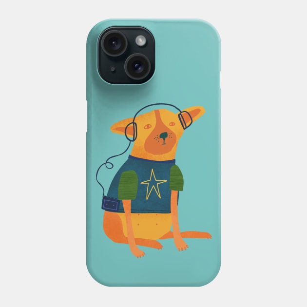 Gen X Cattle Dog listening to his walkman. Phone Case by Kathy Osborne Studio