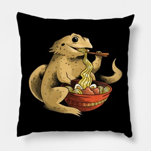 Bearded Dragon Eating Ramen Noodles Pillow