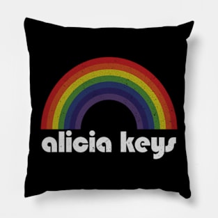 Alicia Keys / Vintage Rainbow Design // Fan Art Design Pillow