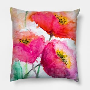 Watercolor poppies Pillow