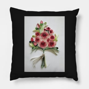 Printed Paper quilling Art. Rose bouquet. Wedding card. Pillow