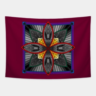 Square Star Mandala Colorful Tapestry