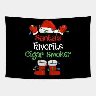 Santa's Favorite Cigar Smoker Funny Christmas Pajamas Tapestry