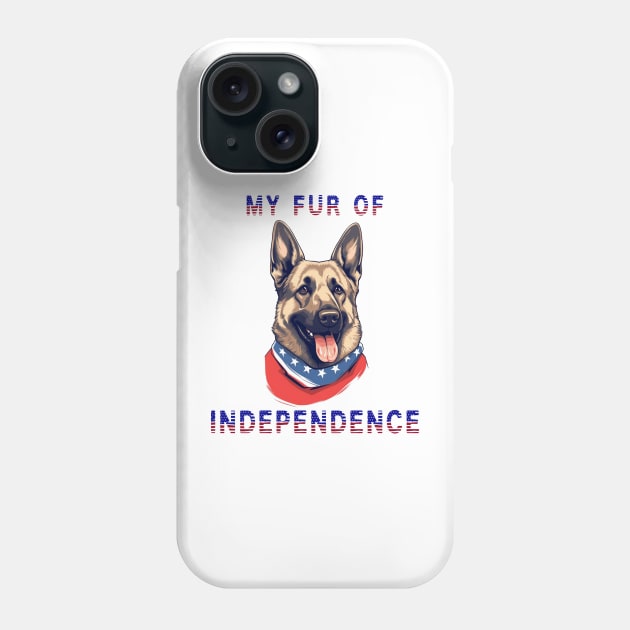 German Shepherd Funny USA Flag 4th of July Fur Of Independence Phone Case by Sniffist Gang