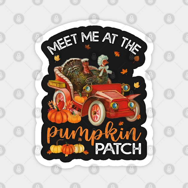 Meet Me At The Pumpkin Patch Vintage Turkeys Riding in a Car Magnet by Estrytee