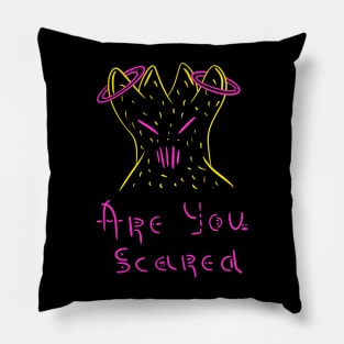 Are you scared, Scary colourful alien, Versecism Art Pillow
