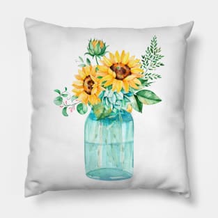 Watercolor sunflowers Pillow