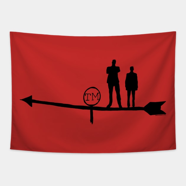 Taskmaster - Hand Drawn Weather Vane with Alex Horne & Greg Davies Silhouettes Tapestry by UselessRob