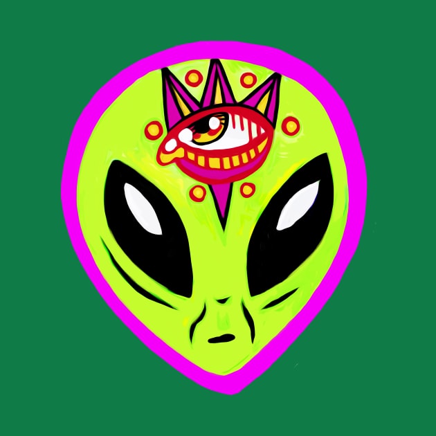 Three Eyed Mystical Alien Head - Y2K by ckrickett