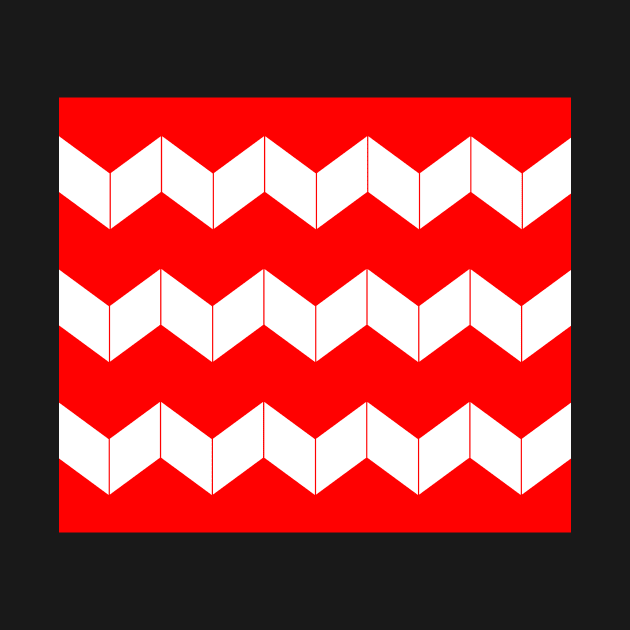 Abstract geometric pattern - zigzag - red and white. by kerens