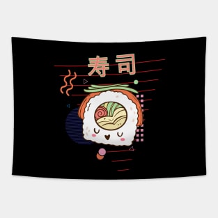 Cute sushi vegetables kawaii 90s retro japanese aesthetic Tapestry