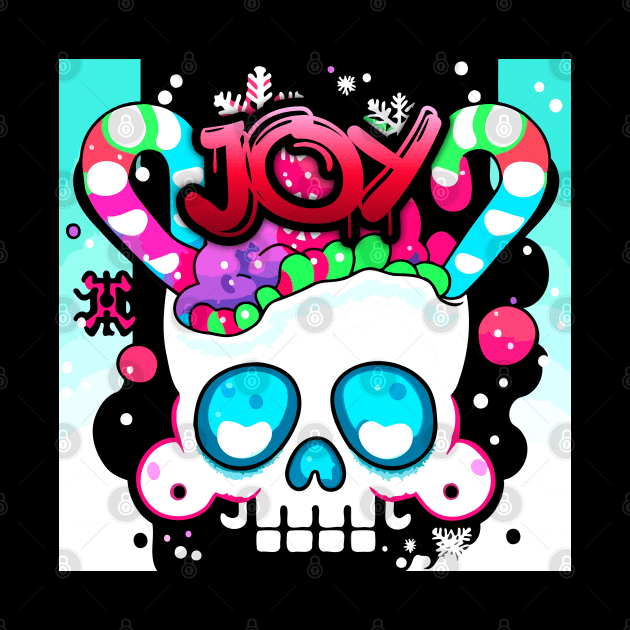 Kawaii Skull Candy Cane - Christmas Graphic Graffiti Art - Holiday Gift - Joy by MaystarUniverse