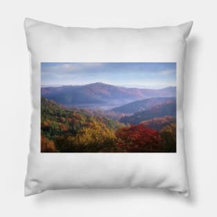 Autumn Deciduous Forest From The Blue Ridge Parkway North Carolina Pillow