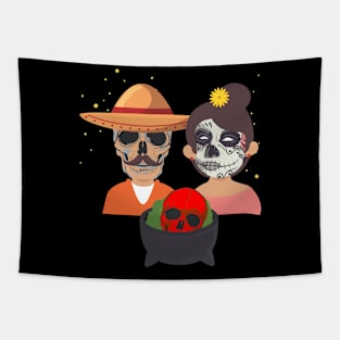 Skull family dinner Tapestry