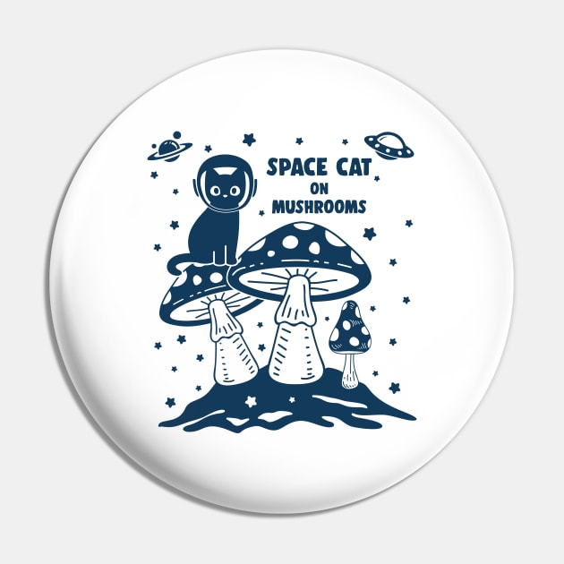 Cat and mushrooms Pin by My Happy-Design