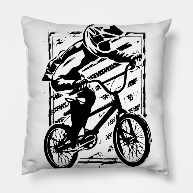 Classic Bmx Apparel | Bmx Bike Retro Racing Pillow by BabyYodaSticker