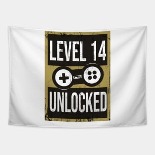 'Level 14 Unlocked' Funny Video Gamer Gift Tapestry