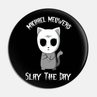 Slasher Horror Movie Humor Spooky Cute Cat Pun Pin