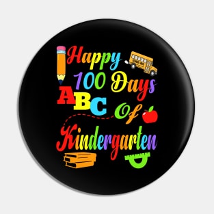 Happy 100 Days of Kindergarten Kids Teachers Pin