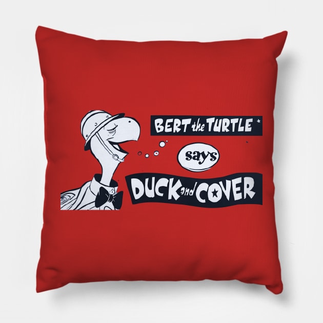 Bert the Turtle Says Duck and Cover 1960s Pillow by Desert Owl Designs