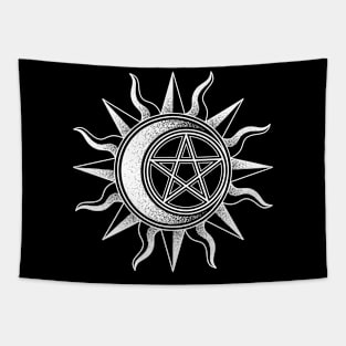 Sun and Moon Pentagram Tapestry