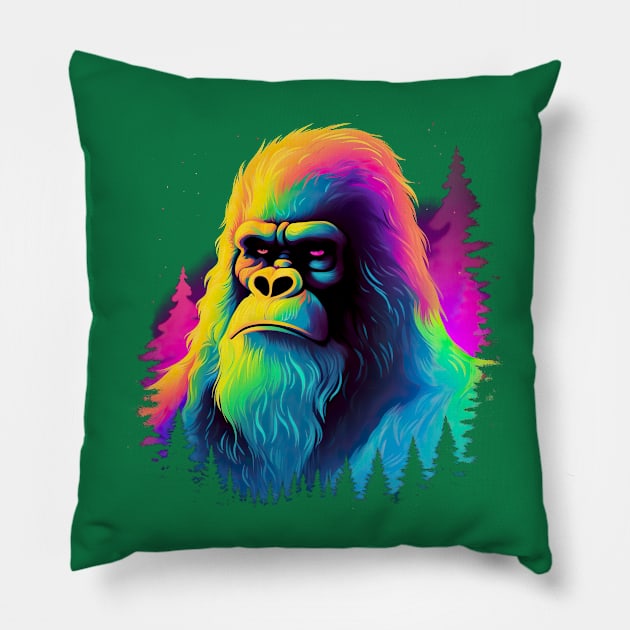 Bigfoot Forest Silhouette Pillow by wumples