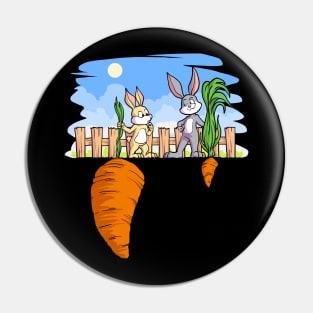 Bunnies With Carrots Pin