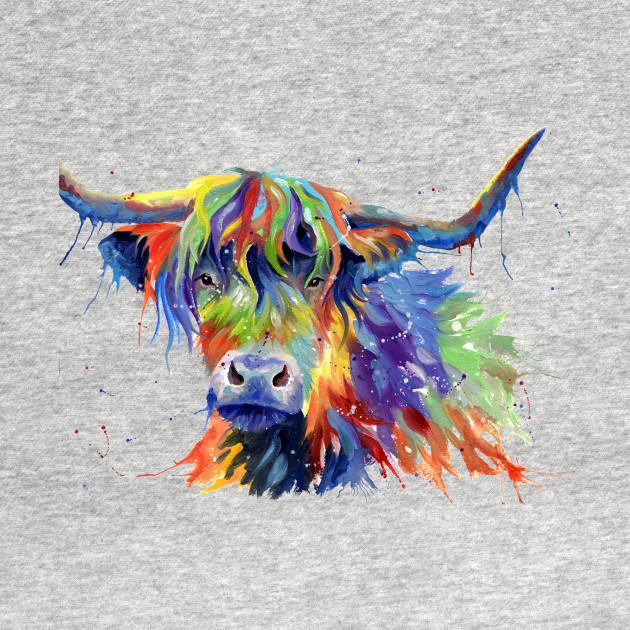 Multicolor Highland Cow Art Highland Cow Art Sudadera Con