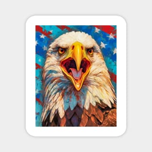 Freedom's Colors: Pop Art Bald Eagle and American Flag Magnet