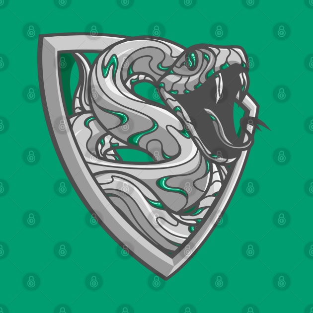 silver and emerald serpent shield of ambition by FamiFriki_V