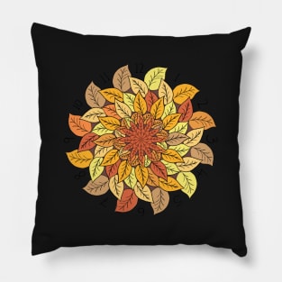 Leaf Pattern Clock Fall Autumn Mandala Warm tones Pillow