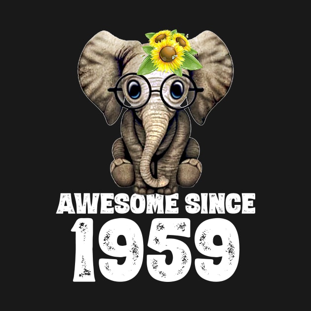 Awesome since 1959 61 Years Old Bday Gift 61th Birthday by DoorTees