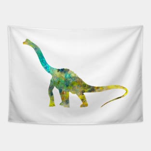 Dinosaur Watercolor Painting Yellow Green Turquoise Tapestry