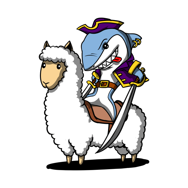 Shark Pirate Riding Llama by underheaven