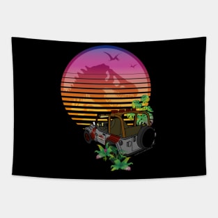 Isla Nublar - Jurassic Tyrannosaurus - Wrangler Sunset Silhouette Tapestry