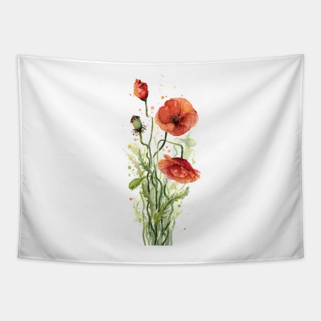 Red Poppies Tapestry by Olechka