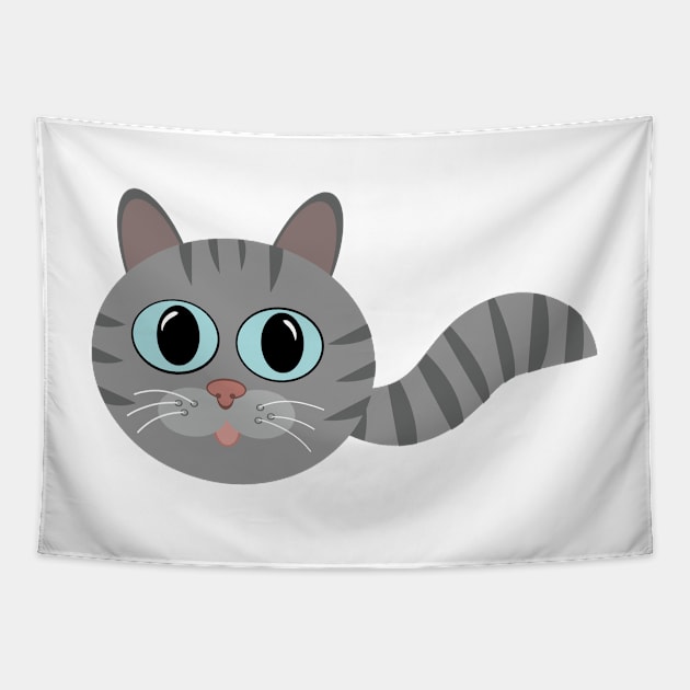 Grey Tabby Bubble Cat with Tail Tapestry by DestructoKitty