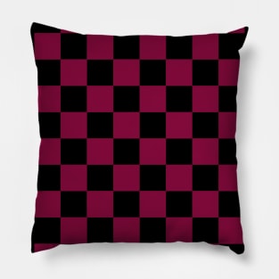 Crimson Red and Black Chessboard Pattern Pillow