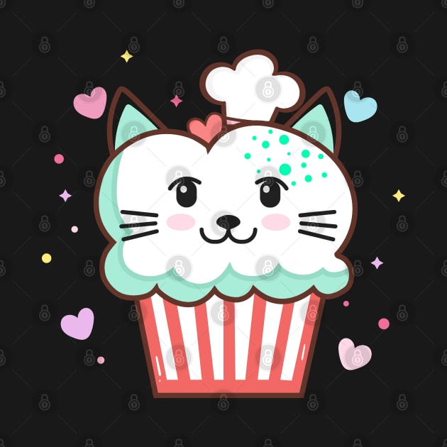 Cute Kitty Cat on Cupcakes Baking Funny Cat & Cupcake Lover by Pizzan