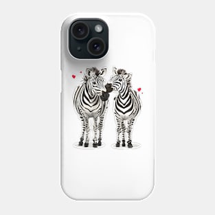 Valentine Cartoon Zebra Couple Phone Case