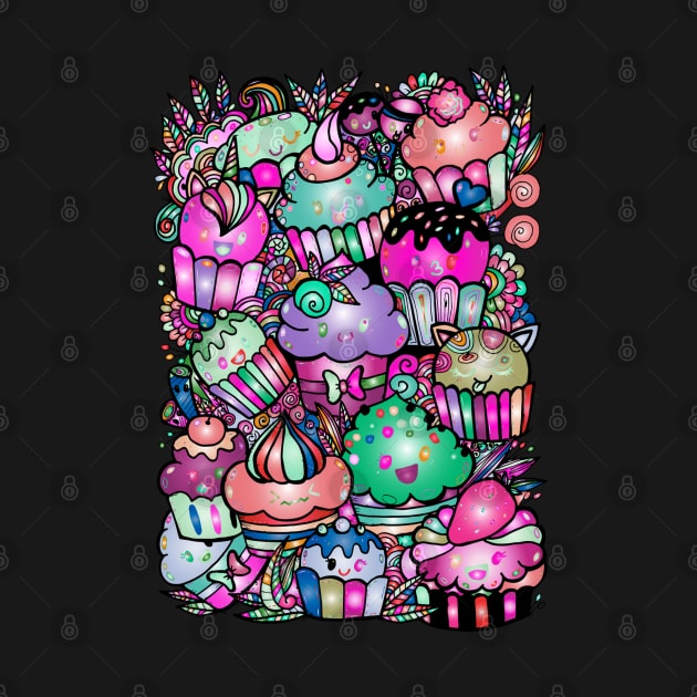 Cupcake stack in bright colors drawing by DesignIndex