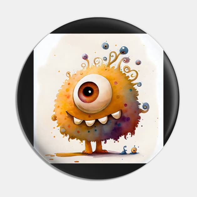 Cute Watercolor Beholder Pin by artsyindc