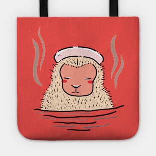 Cute Japanese Snow Monkey drawing Illustration Tote