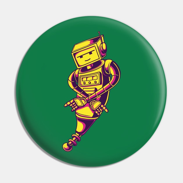 Robot illustration character Pin by Mako Design 