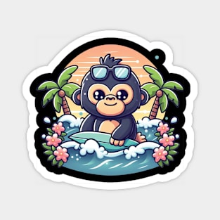 Cute Surfing Gorilla Magnet