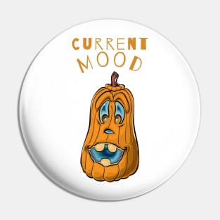 Funny Halloween Pumpkin Face Current Mood Pin