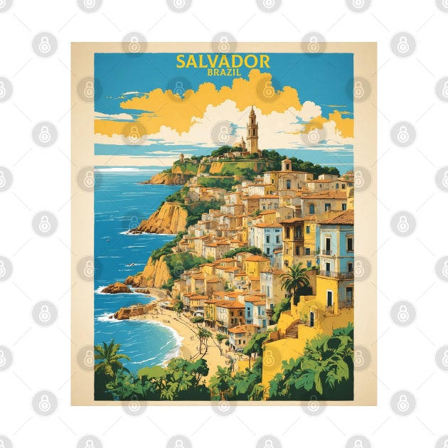 Salvador Bahia Brazil Vintage Tourism Travel Poster by TravelersGems