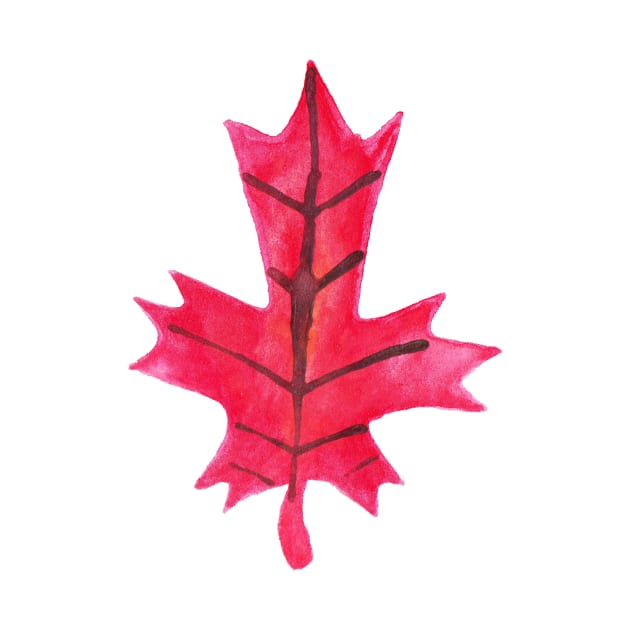 Red Oak Leaf Watercolor by saradaboru