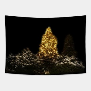 Golden Christmas Tree Tapestry