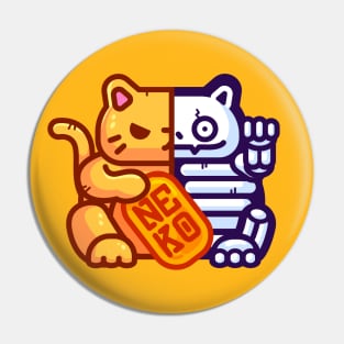 Maneki Neko Skeleton Pin